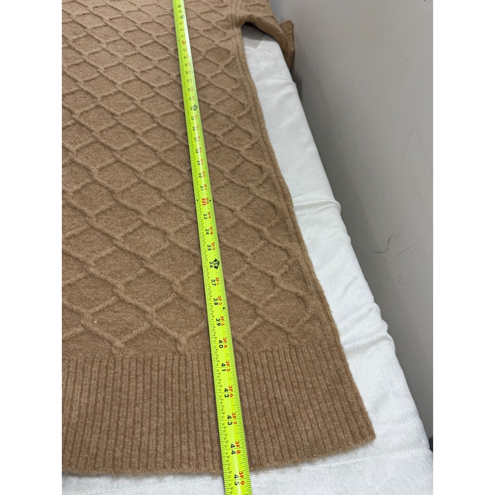 J.Crew Camel Merino Wool Alpaca Sweater Dress S/M Midi Cable Knit Cozy Fall - Picture 7 of 8
